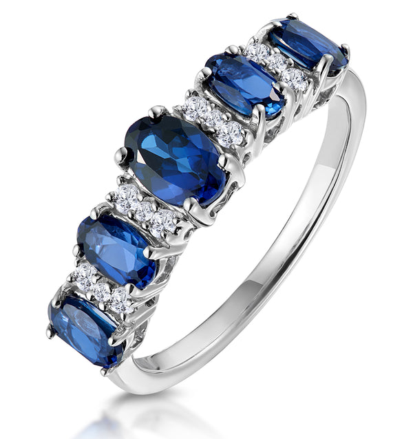 1.85ct Sapphire and Lab Diamond Eternity Ring 9KW Gold Asteria